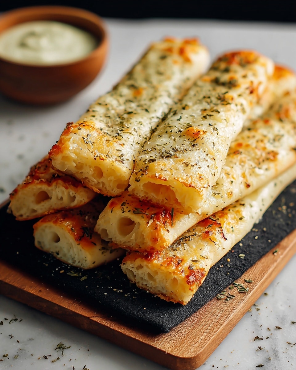 Golden Sourdough Cheesy Breadsticks Recipe - Recipe Image