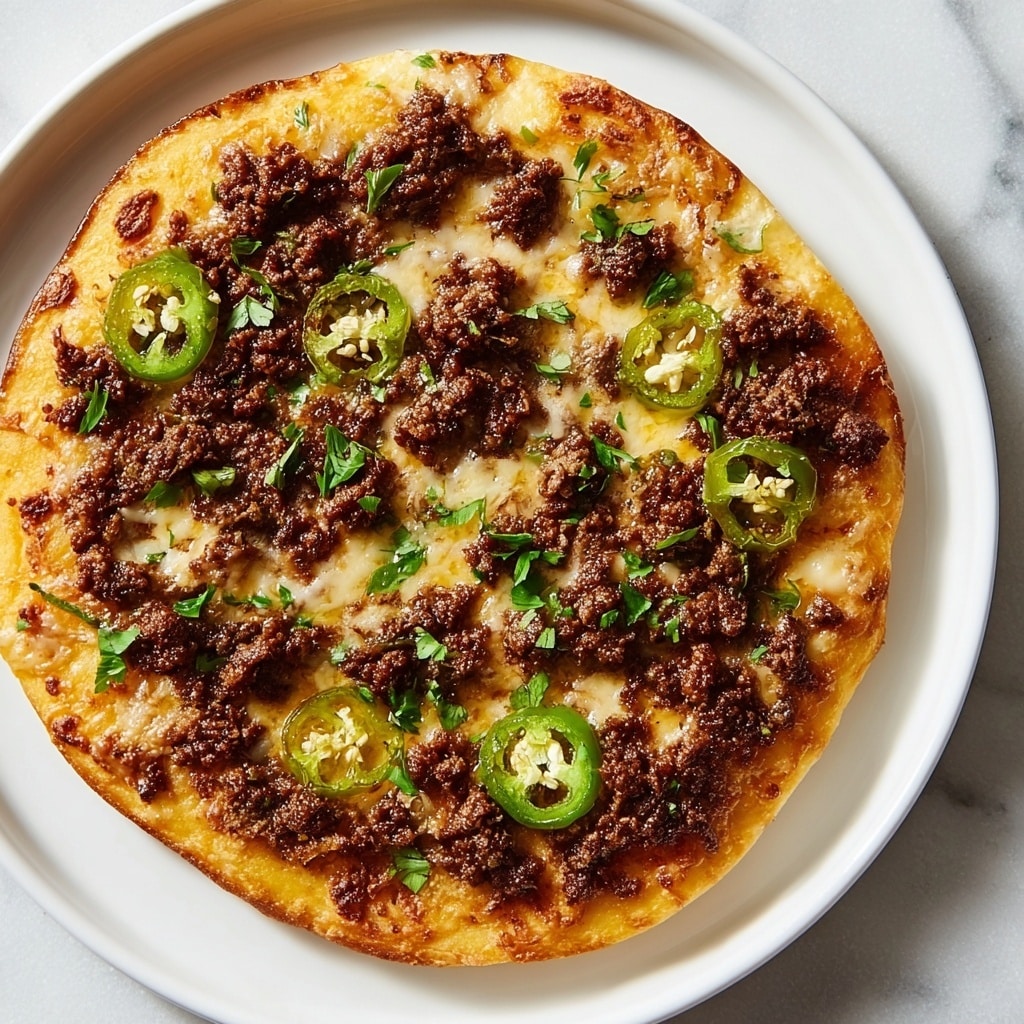 Spicy Ground Beef Pizza with Hot Honey and Jalapeños Recipe - Recipe Image