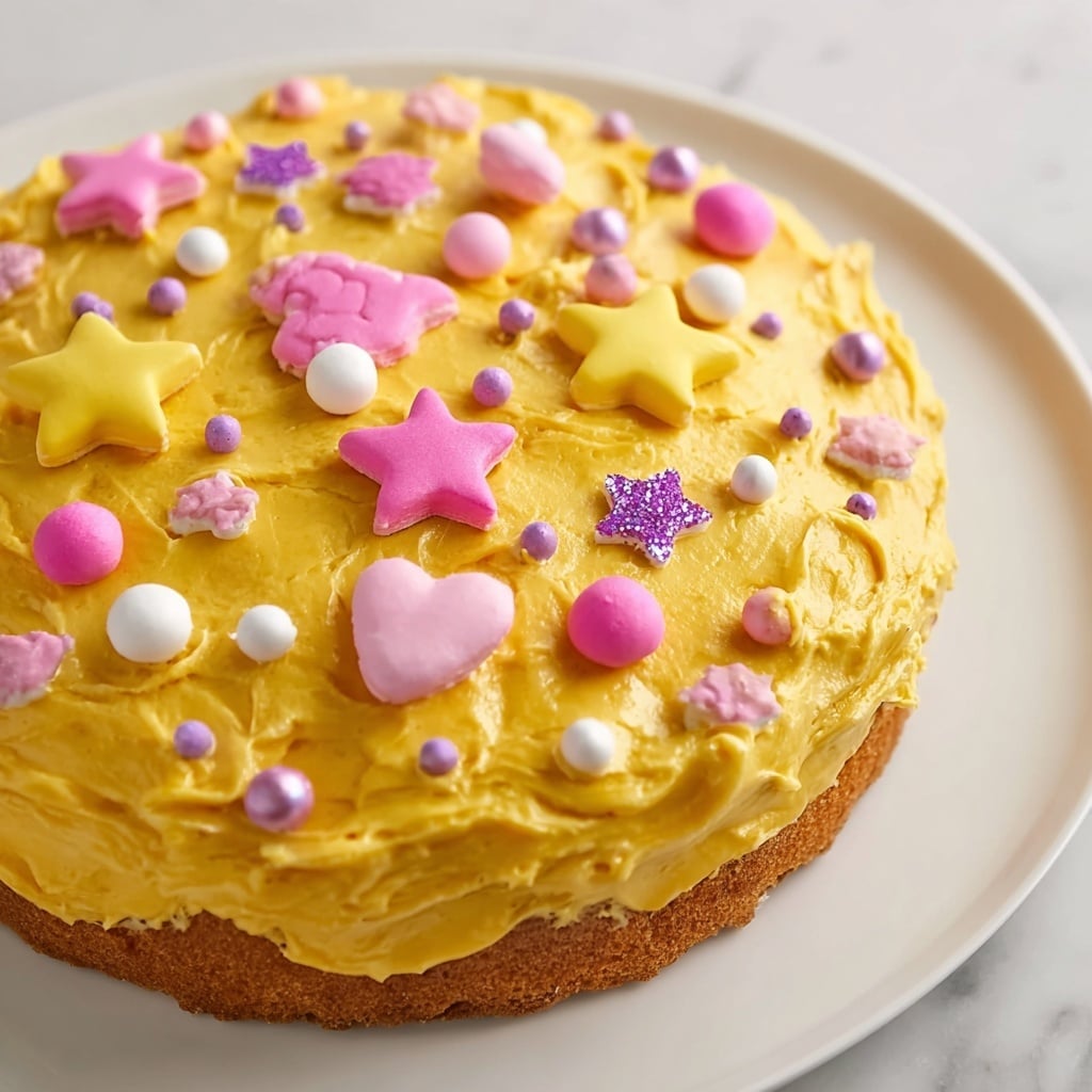 Château Princesse Cœurs Étoiles: Heart and Star-Shaped Rainbow Layer Cake Recipe - Recipe Image