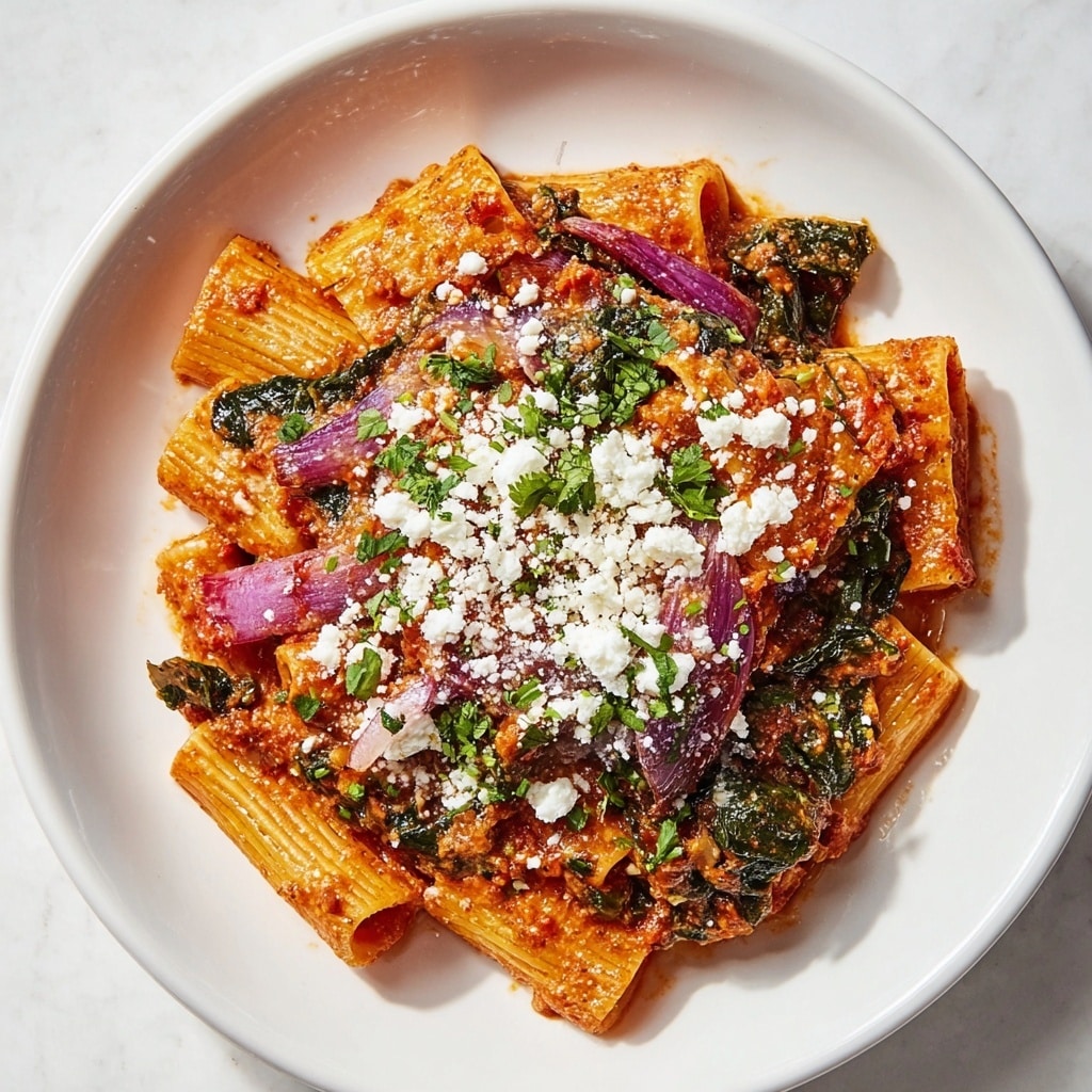 Mediterranean Baked Penne with Sun-Dried Tomatoes, Feta, and Fresh Herbs Recipe - Recipe Image