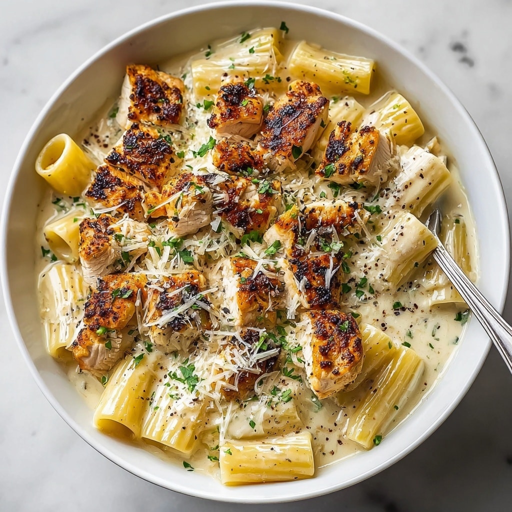Garlic Butter Chicken Rigatoni Parmesan Recipe - Recipe Image