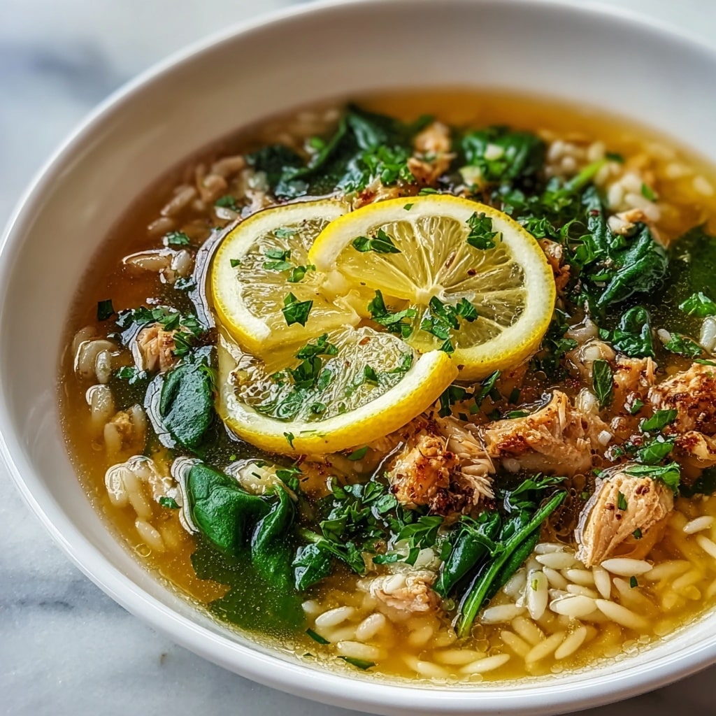 Lemon Chicken Orzo Soup with Spinach Recipe - Recipe Image