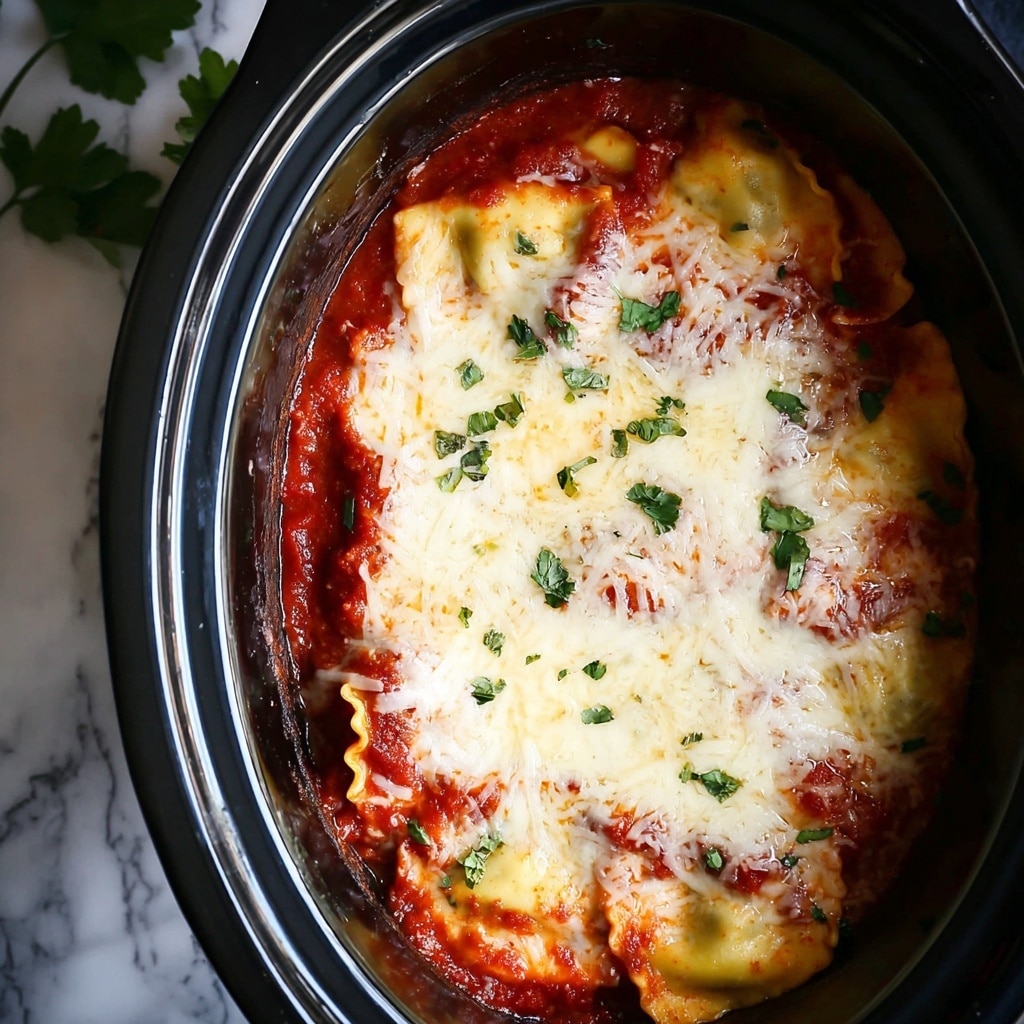 Crock Pot Cheesy Ravioli Recipe - Recipe Image