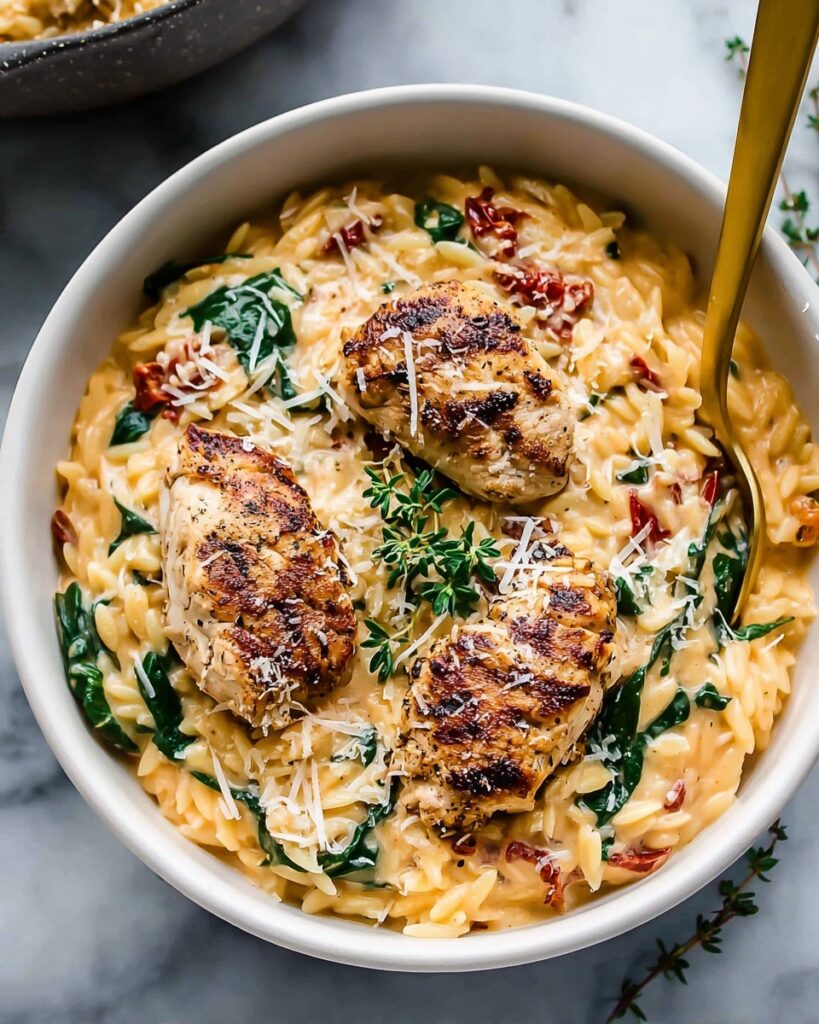 Tuscan Chicken Meatball Orzo Recipe
