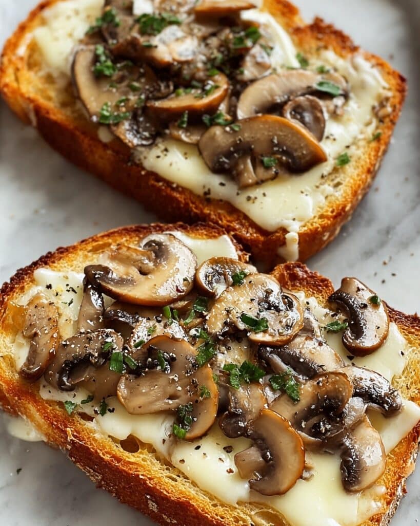 Gourmet Cheesy Mushroom and Garlic Toasts Recipe