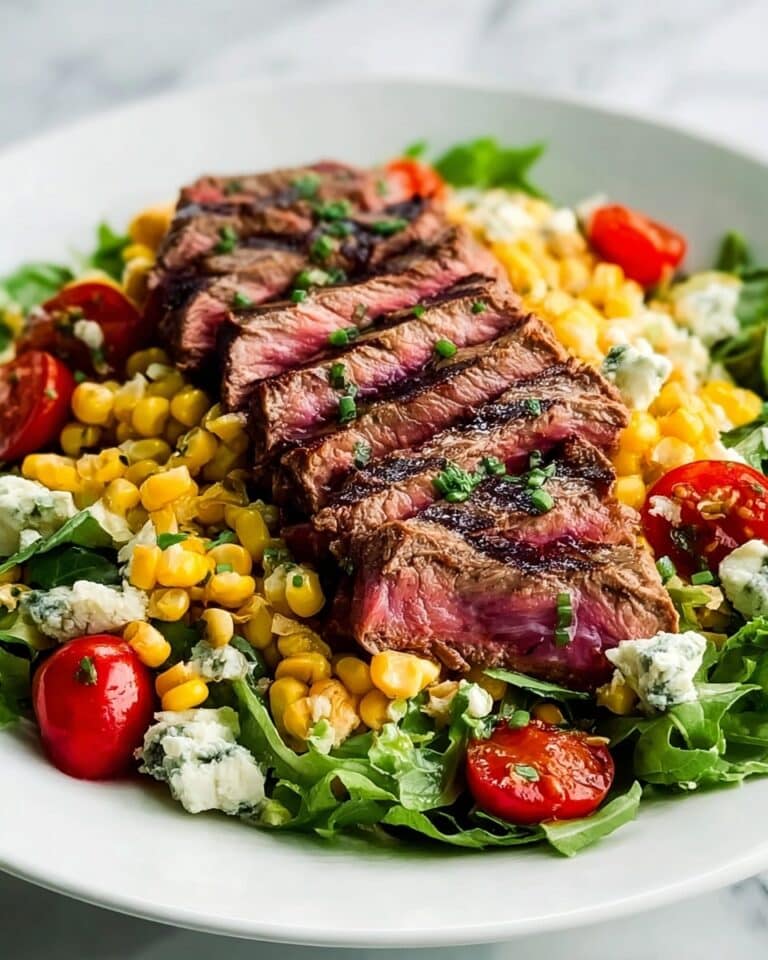Balsamic Steak Gorgonzola Salad with Grilled Corn Recipe