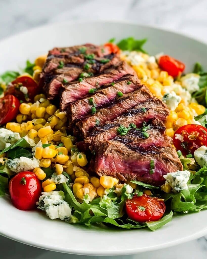 Balsamic Steak Gorgonzola Salad with Grilled Corn Recipe
