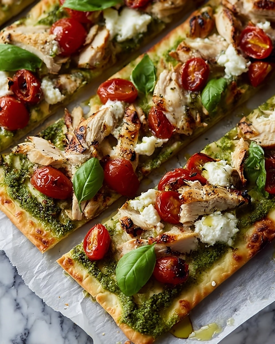 Easy Pesto Chicken Flatbread Recipe - Recipe Image