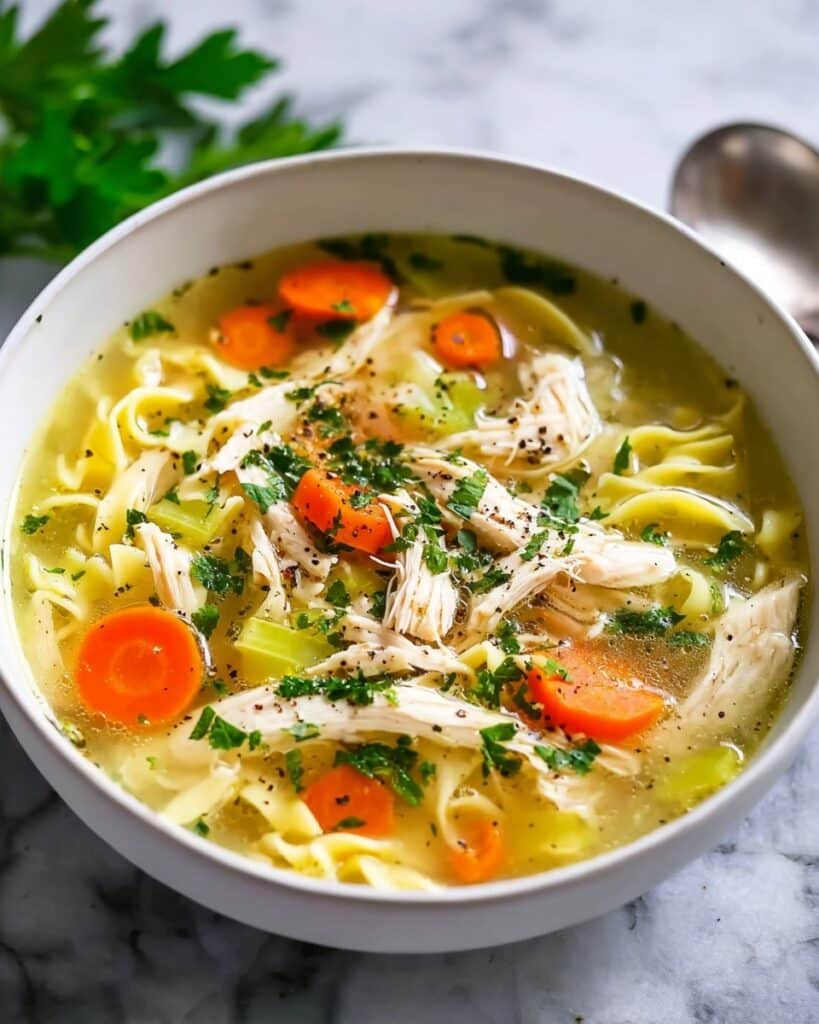 Creamy Chicken Noodle Soup with Herbs Recipe