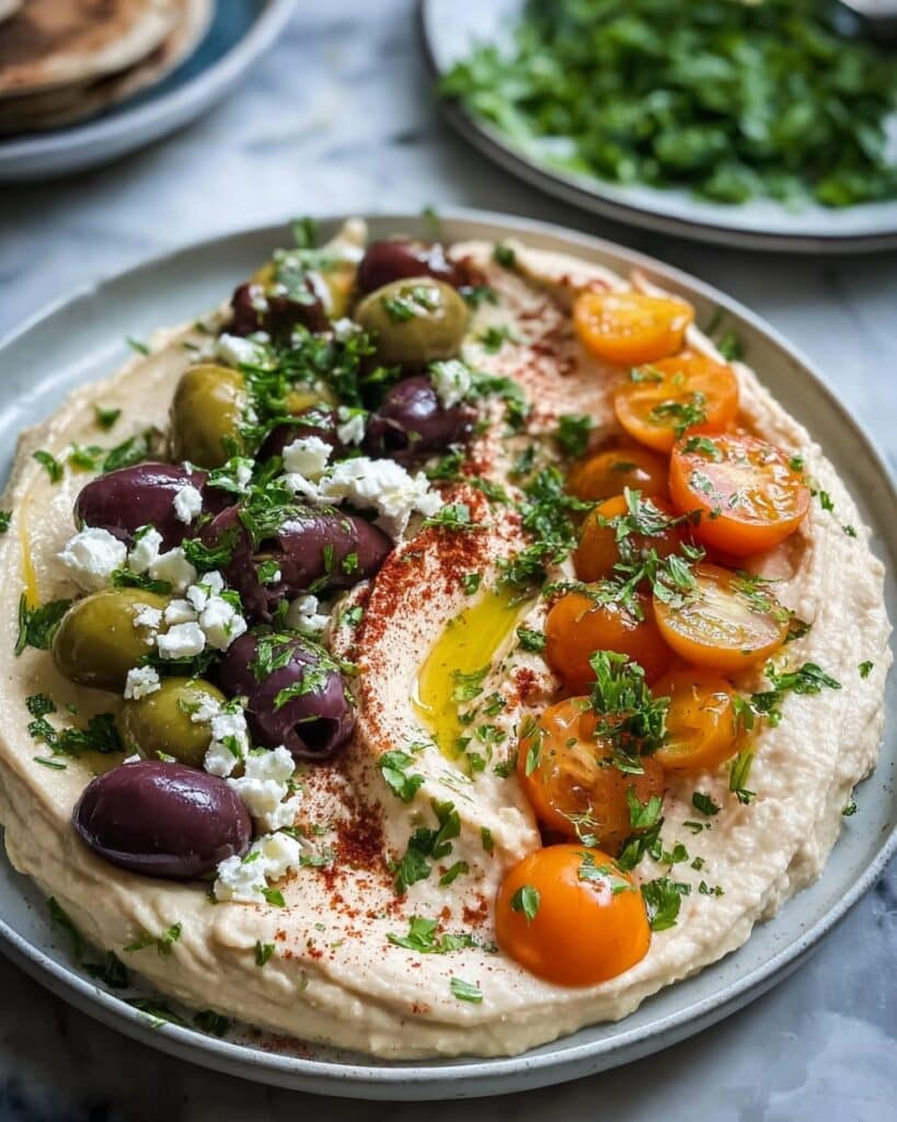 Greek Style Loaded Hummus Recipe
