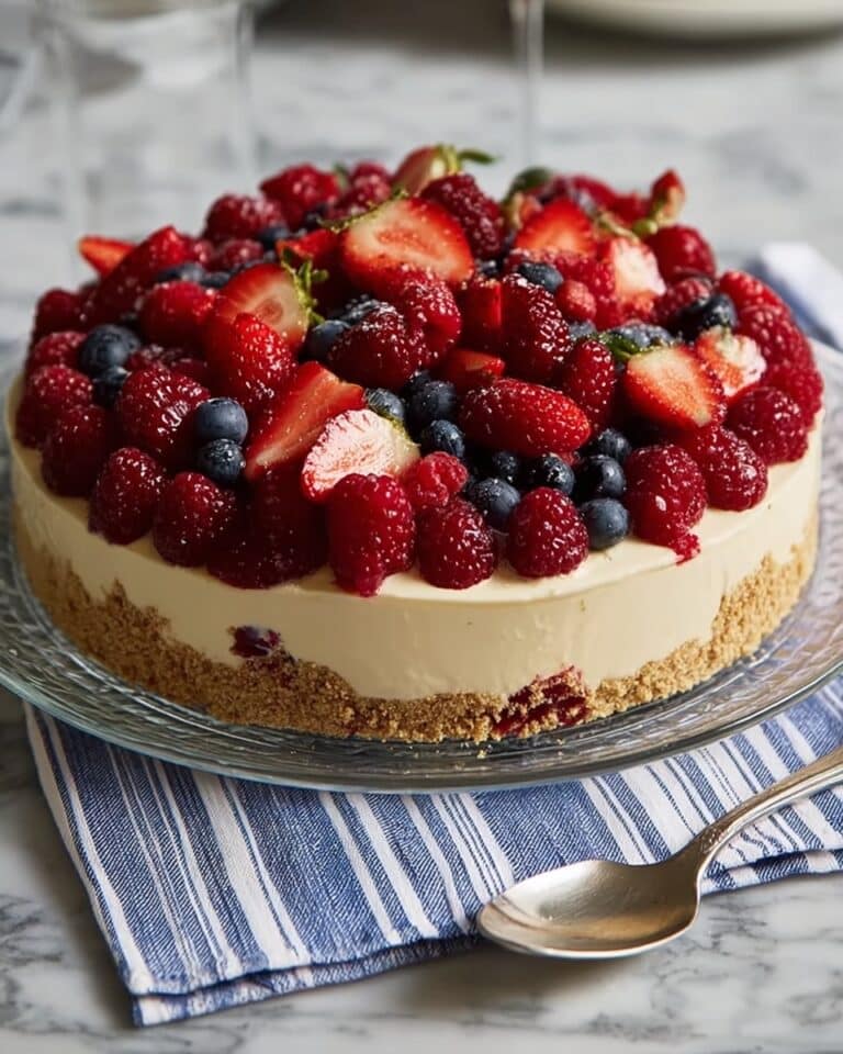 No-Bake Cheesecake Flag Cake Recipe