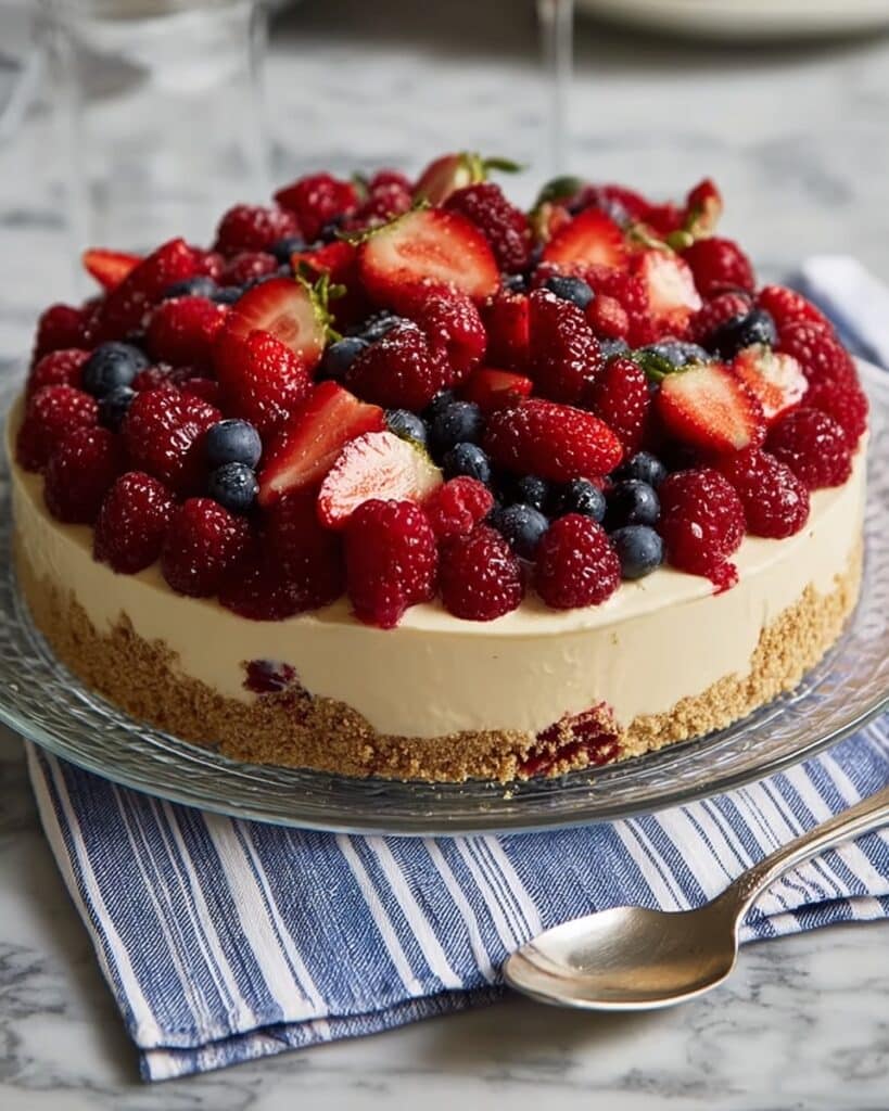 No-Bake Cheesecake Flag Cake Recipe