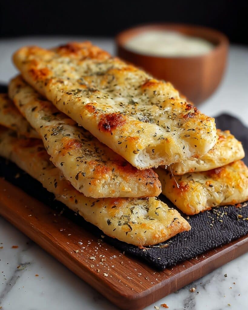 Golden Sourdough Cheesy Breadsticks Recipe