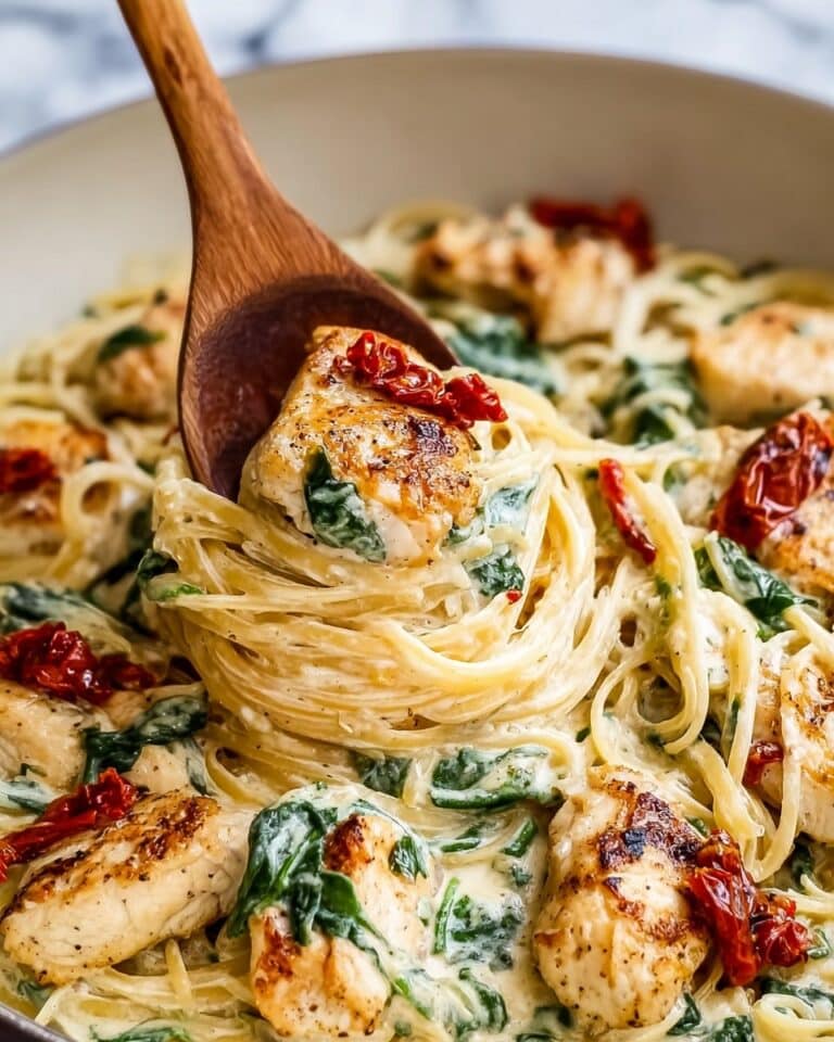 Tuscan Chicken and Spaghetti Squash Skillet with Sun-Dried Tomatoes and Spinach Recipe